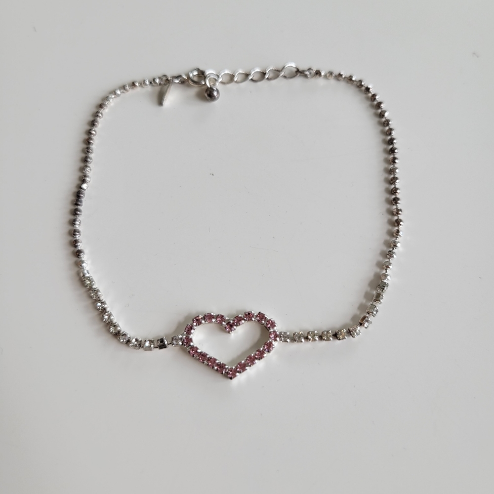 Avon | Sparkling Chain With Rhinestone Heart Accent Anklet Pink - Picture 2 of 6